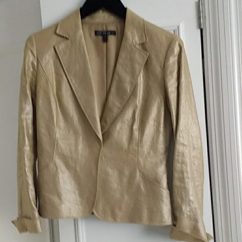 La Fayette 148 Tan jacket with suttle gold shimmer